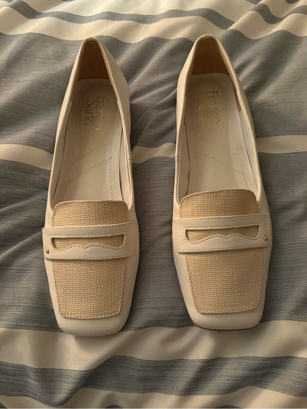 Franco Sarto Cream and Beige Loafers